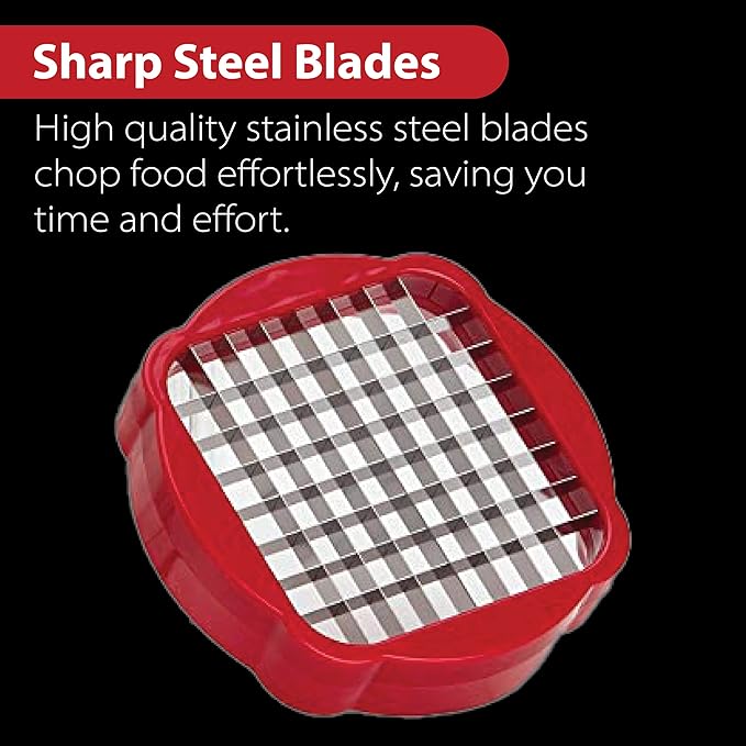 Slap Chop French Fry Potato Cutter Onion Chopper Apple Dicer - Easily Cut in Seconds - Stainless Steel Blades - No Mess Container - Slice French Fries, Fruit, and More - Dishwasher Safe