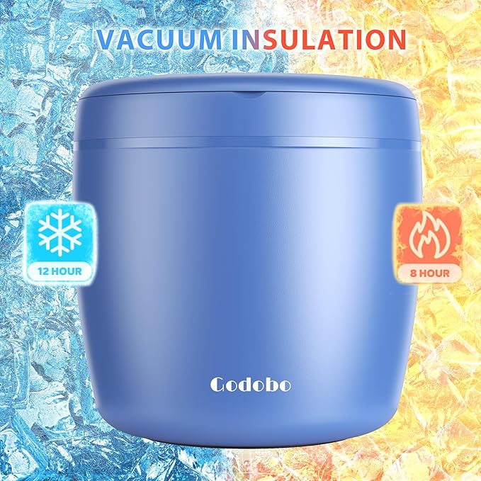 Thermo for Hot Food 32oz, Vacuum Insulated Food Jar for Adults, Stainless Steel Soup Thermo Wide Mouth Leakproof Lunch Containers with Spoon for School Office, Blue
