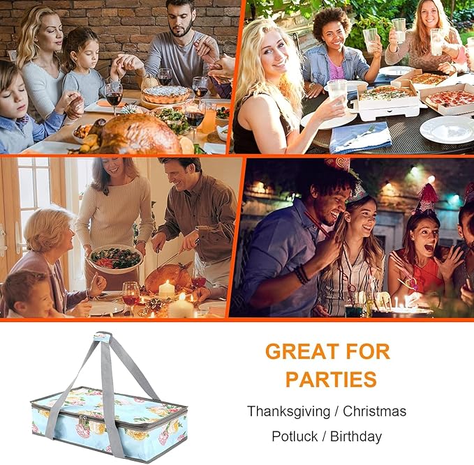 Pioneer Woman Dish Carrier - Insulated Casserole Food Carrier for Hot or Cold Food, Travel, Party, Picnic