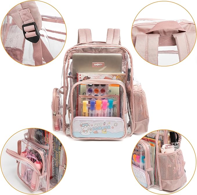 J.CARP Clear Bag Heavy Duty Backpack Durable Transparent See Through Bag