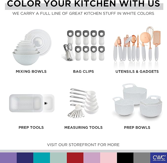 COOK WITH COLOR Bag Clips with Magnet- Food Clips, Chip Clips, Bag Clips for Food Storage with Airtight Seal Grip for Bread Bags, Snack Bags and Food Bags (White, Pack of 20)