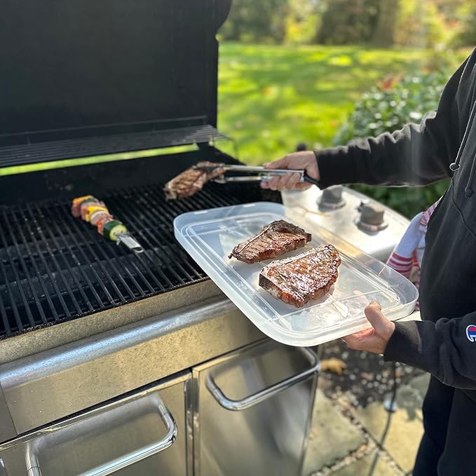 Outset Grill Prep Station and Marinade Tray, With Lid, 18" x 11"