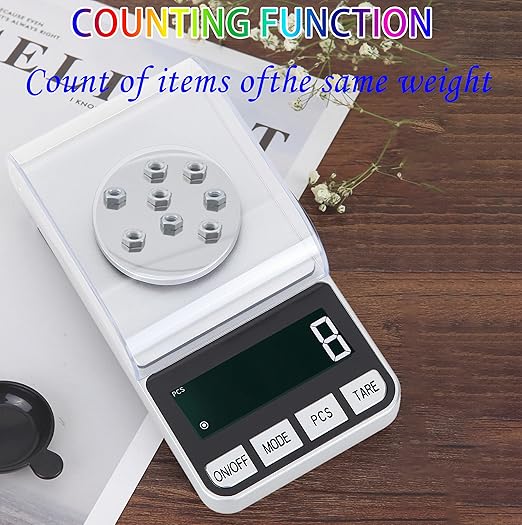 Rechargeable High Precision Digital Milligram Scale 100g/0.001g Jewelry Scale, Gram Scale, Pocket Scale, Food Scale for Powder Medicine, Gold, Gem, Reloading, with 50g Calibration Weigh