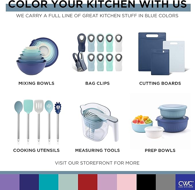 COOK WITH COLOR Bag Clips with Magnet- Food Clips, Chip Clips, Bag Clips for Food Storage with Airtight Seal Grip for Bread Bags, Snack Bags and Food Bags (Blue Ombre, Pack of 10)