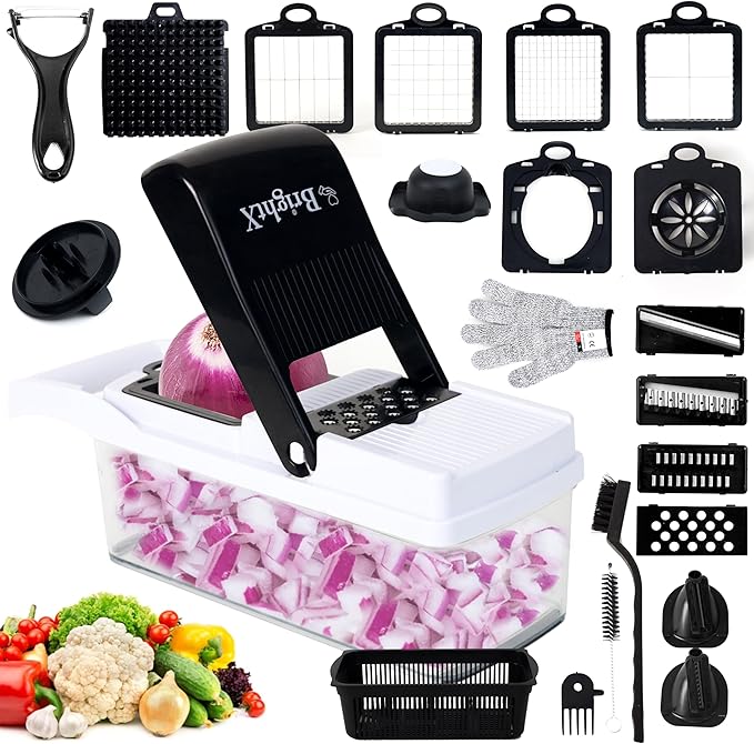 26-in-1 Multi Functional Vegetable Chopper with Container - Chopper Vegetable Cutter, Onion, Veg chopper with Container, Vegetables Slicer, Veggie Cutter, Veggie slicer | Mandoline Slicer, Spiralizer