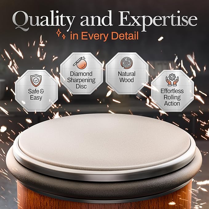 Rolling Knife Sharpener Kit – Kitchen Knife Sharpener with Diamond Roller – Magnetic Knife Sharpening Kit with 15° & 20° Base – Afilador de Cuchillos – Manual Sharpener Tool for Chef Use