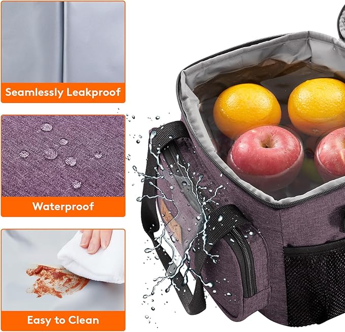 Lifewit Large Lunch Bag Insulated Lunch Box Soft Cooler Cooling Tote for Adult Men Women, Purple 12-Can (9L)