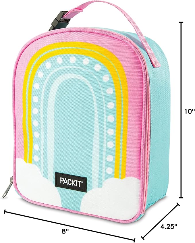 PackIt® Freezable Playtime Lunch Box, Rainbow, Built with EcoFreeze® Technology, Collapsible, Reusable, Zip Closure With Buckle Handle, Perfect for Keeping Lunches Fresh Large