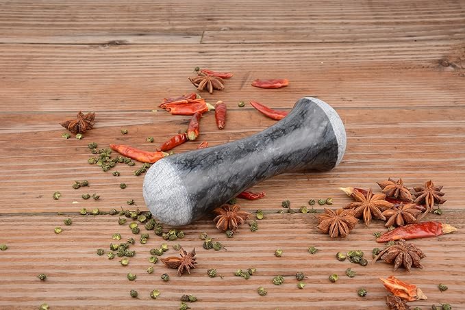 Tianman Marble Replacement Pestle 5.9" Length Polished, Use Pestle on Both Ends (Only Pestle Mortar Not Included) (Black Marble Polished)