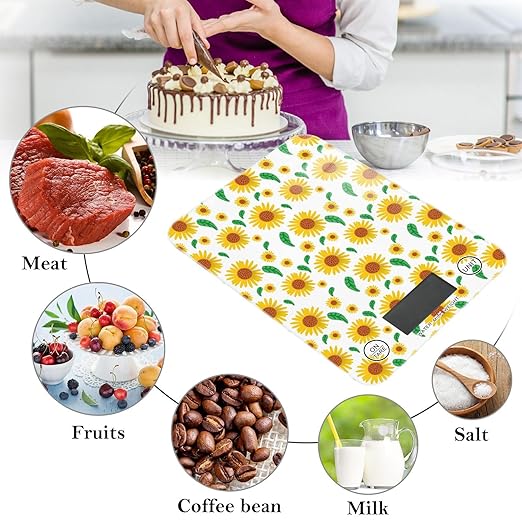 Food Scale Kitchen Scale Food Scales Digital Weight Grams and Ounces Small Electronic Food Scale for Baking Cooking Sunflowers
