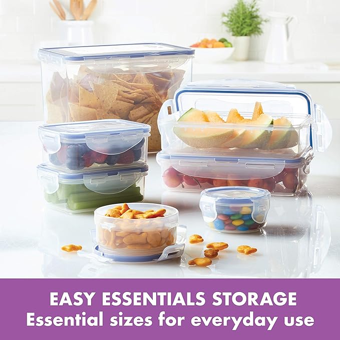 LOCK & LOCK Easy Essentials Storage Food Storage Container Set / Food Storage Bin Set - 4 Piece, Clear