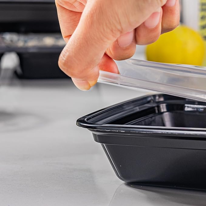 Microwave Safe Meal Prep Containers with Lids 12oz - 150 Pack Plastic Food Storage Bowls for Lunch, Takeout, and Restaurant-Style Dining - Perfect for To-Go Meals, Salads, and Healthy Eating at Home