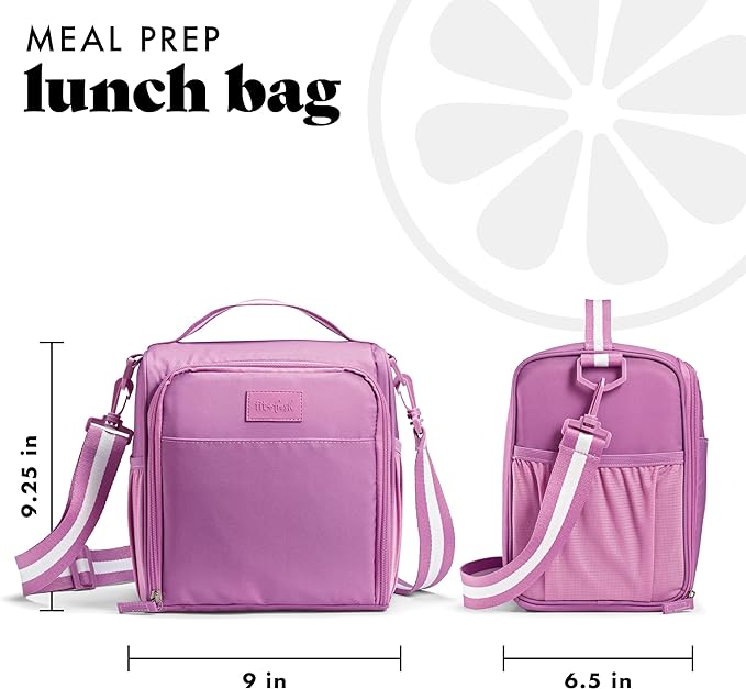 Fit & Fresh BREE Meal Prep Lunch Box With Containers, Ice Pack, and Shaker Bottle For Men and Women, 6pc. Meal Prep Kit Lunch Bag With Containers Included, Mauve
