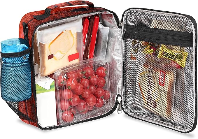 Basketball Sport Kids Lunch Box Basketball Texture Insulated Lunch Bag Tote for Girls Boys, Cooler Freezable Meal Prep Bag with Shoulder Strap Waterproof Lunch Container for School Office Picnic