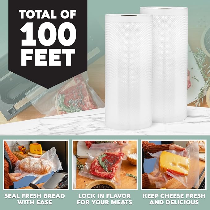 Avid Armor Vacuum Seal Rolls, Vac Seal Bags for Food Storage, Meal Saver Freezer Vacuum Sealer Bags, Sous Vide Bags Vacuum Sealer, Non-BPA Vacuum Sealer Bags, 11 inches by 50 feet, Pack of 2