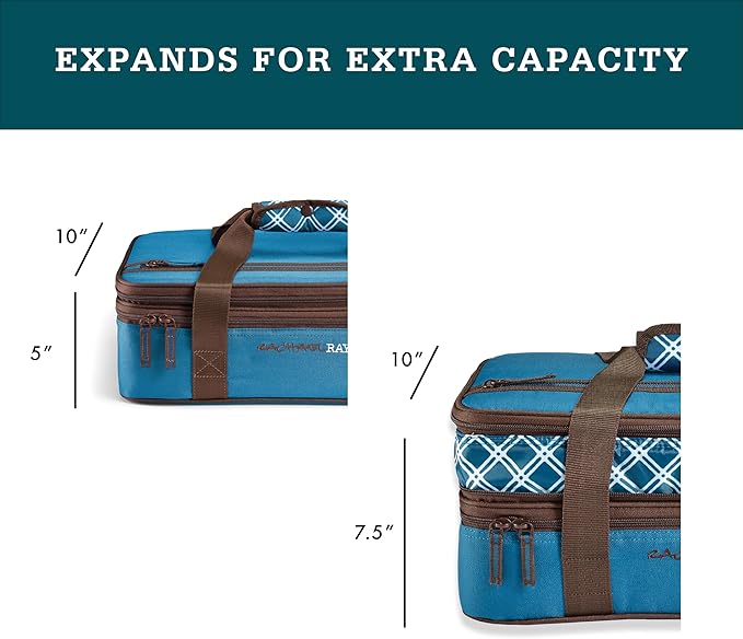 Rachael Ray Expandable Insulated Casserole Carrier for Hot or Cold Food, Thermal Lasagna Lugger Tote for Potluck, Parties, Picnic, and Cookouts, Fits 9" x 13" Baking Dish