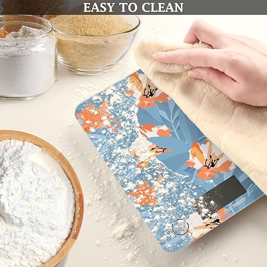 Food Scale Kitchen Scale Food Scales Digital Weight Grams and Ounces Small Electronic Food Scale for Baking Cooking Flowers Blue