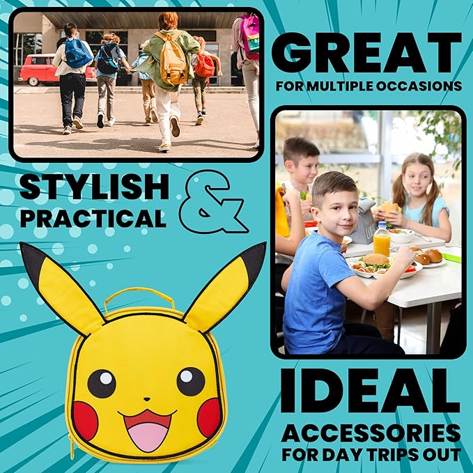 Pokemon Lunch Box Kids, Insulated Lunch Bag for School (Yellow)