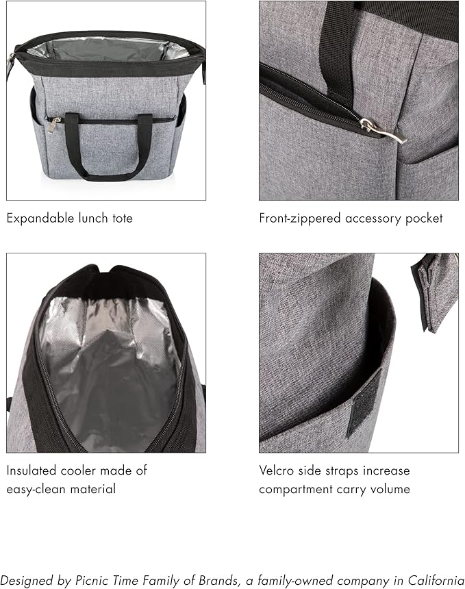 PICNIC TIME Game of Thrones 4 Houses On The Go Lunch Bag, Soft Cooler Lunch Box, Insulated Lunch Bag, (Heathered Gray)