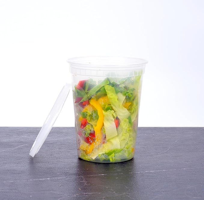 EDI [8 OZ (20 Sets), 16 OZ (20 Sets) and 32 OZ (10 Sets) Plastic Deli Food Storage Containers with Airtight Lids, Bundle