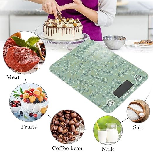 Food Scale Kitchen Scale Food Scales Digital Weight Grams and Ounces Small Electronic Food Scale for Baking Cooking Green Leaves