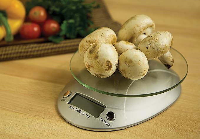 Fox Run Digital Kitchen Scale with Removable Glass Tray, 7.25 x 6 x 1.5 inches, Multicolored