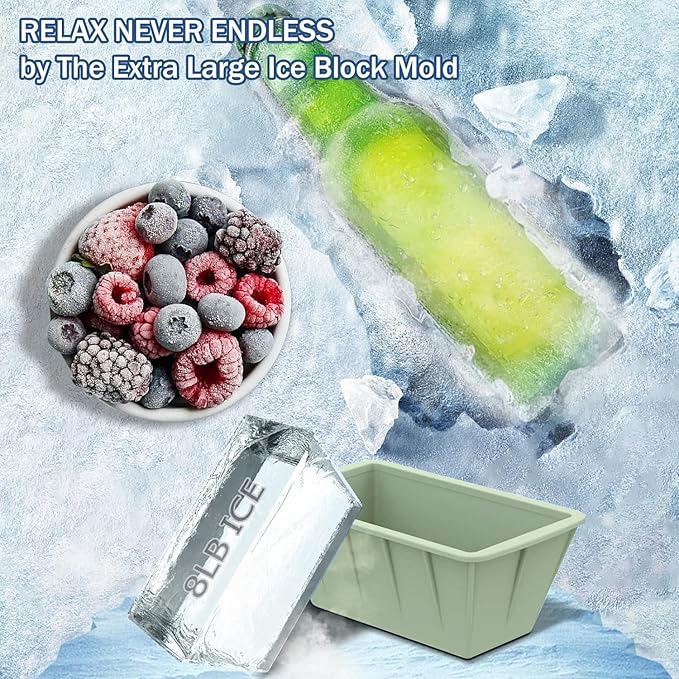 Extra Large Ice Cube Molds 4Pack 32LB Silicone Ice Block Molds for Ice Plunge Tub, Reusable Ice Cube Trays for Freezer, Giant Ice Cube Molds for Home Ice Baths,Cold Plunge Accessories (Green)