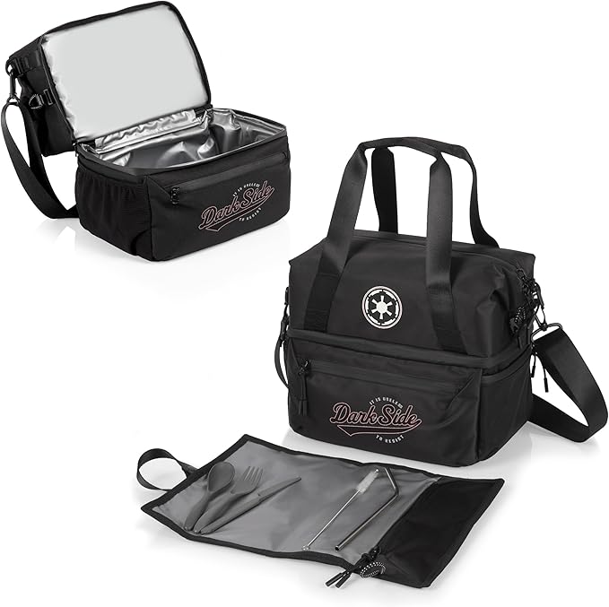 PICNIC TIME Star Wars Darth Vader Tarana Insulated Lunch Bag Made from Recycled Material, Lunch Box with Picnic Set, Upcycled Lunch Cooler Bag, (Carbon Black)