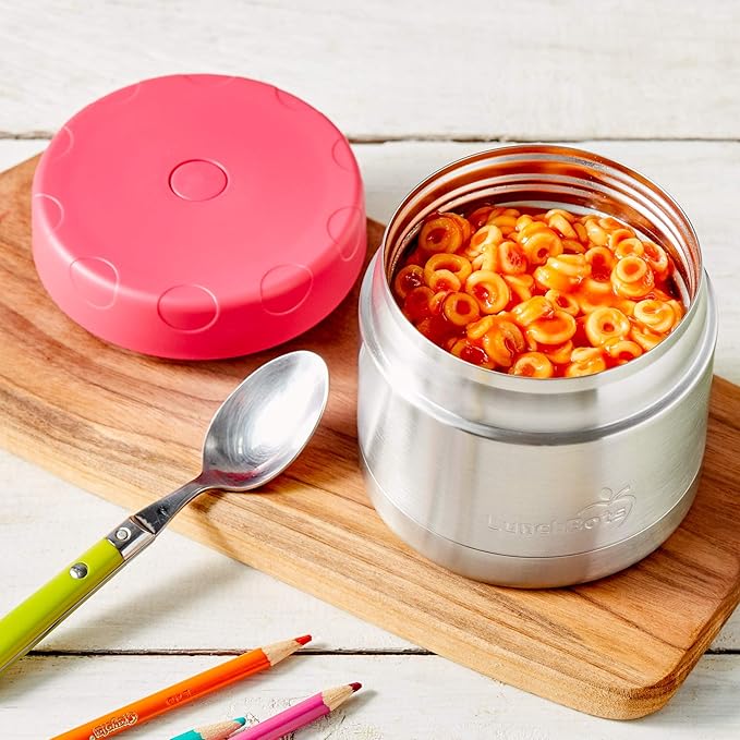 LunchBots 12oz Thermos Stainless Steel Wide Mouth - Insulated Thermos With Vented Lid - Keeps Food Hot or Cold for Hours - Leak-Proof Portable Thermal Food Jar is Ideal for Soup - 12 ounce - Pink