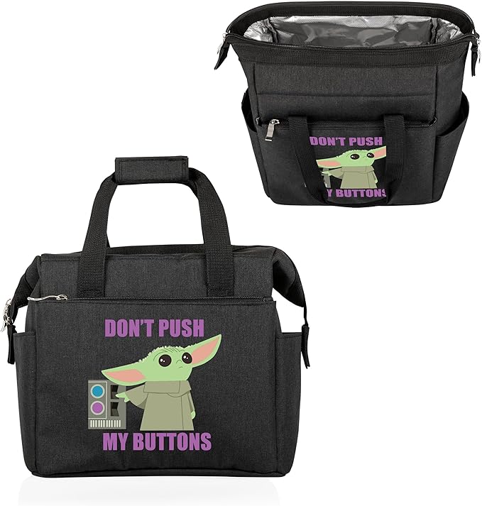 PICNIC TIME Star Wars Mandalorian Grogu On The Go Lunch Bag, Soft Cooler Lunch Box, Insulated Lunch Bag, (Black)