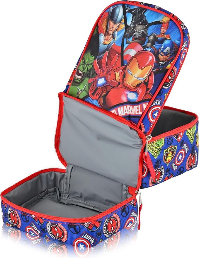 Fast Forward Marvel Avengers Lunch Box for Kids | Insulated Lunch Bag Lunch Box for Boys, Girls, Toddlers | Avengers Blue Reusable Lunchbox