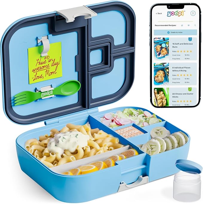 toddler bento box for daycare offers ideal portion sizes. Leakproof, lightweight and dishwasher-safe, this durable bento box for kids & toddler is also BPA-free, available in Sky Blue.
