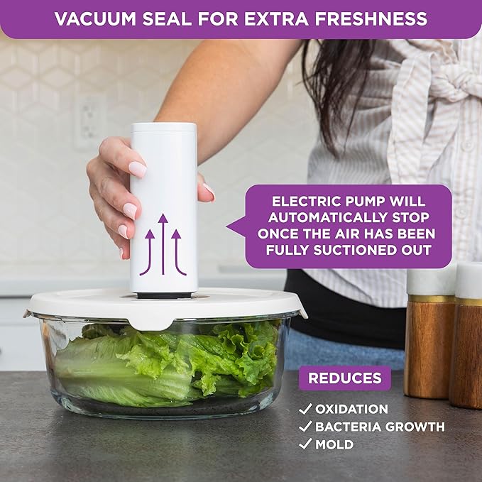 HOLDN’ STORAGE Electronic Vacuum Pump for Food Preservation, Quick-Seal Technology - Ideal for Marinating, Leftovers & Meal Prep