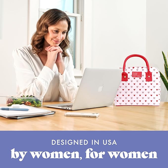 Fit & Fresh Lunch Bag For Women, Insulated Womens Lunch Bag For Work, Leakproof & Stain-Resistant Large Lunch Box For Women With Containers, Zipper Closure Bloomington Lunch Bag, Hearts