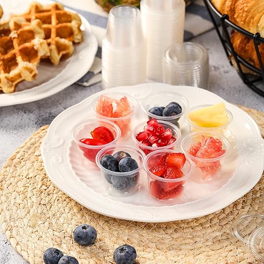 260 Sets - 1 oz Jello Shot Cups, Small Plastic Containers With Lids, Airtight and Stackable Portion Cups for Salad Dressing, Dipping Sauce, Condiments, Lunch, Party, Trips