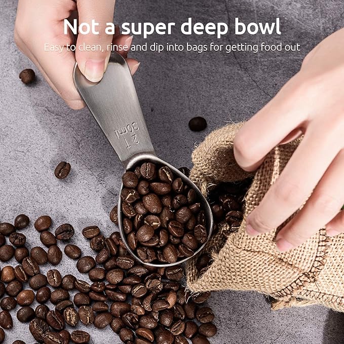 Coffee Scoop: U-Taste Durable 18/8 Stainless Steel Measuring Coffee Scoop 1 tablespoon & 2 tablespoon