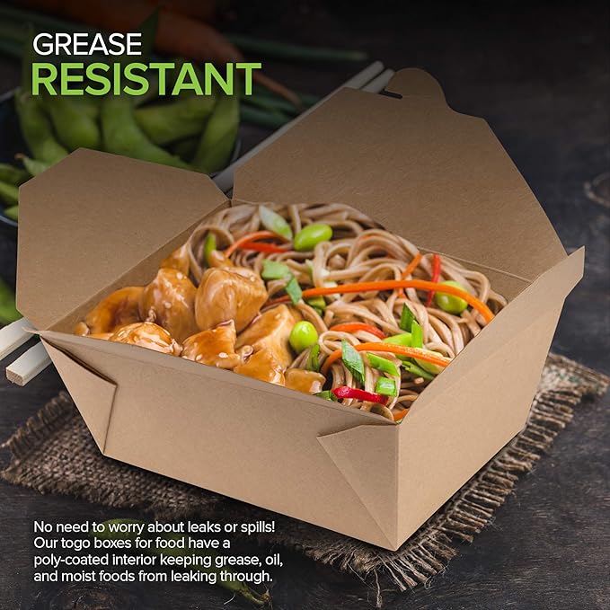 Microwavable Kraft Brown Take Out Boxes 112 oz (30 Pack) Disposable Food Containers - Recyclable Cardboard Lunch Box - Take Out Containers Disposable - to Go Boxes for Restaurants, Delivery, Catering