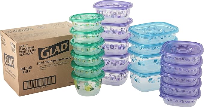Glad Variety Pack Food Storage Containers for Everyday Use | Large Variety Pack Food Containers | Clear Food Storage Containers Freezer Safe, Microwave Safe, Dishwasher Safe, 20 Count, BB13611