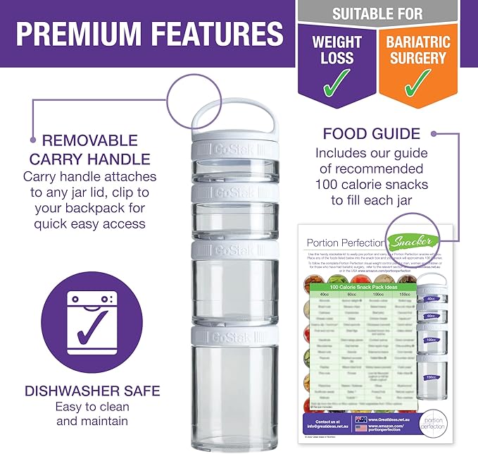 Kit-n-Karry Portion Control Containers with Bag Included - Food Portion Container, Stackable Snack Containers, Insulated Pail, Ice Brick, Portable Cutlery Kit, Dressing Container and Napkin