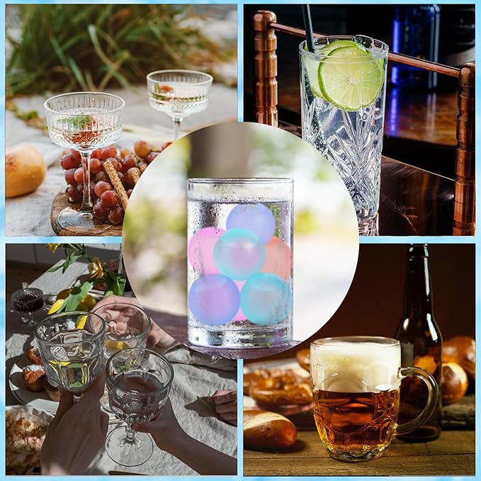 100 Pack Color-changing Reusable Ice Cube for Drinks, Colorful Round Shape Plastic ice Cubes Without Diluting BPA Free, Refreezable Ice Cubes for Coffee, Wine, Whiskey, Cocktails (Color-changing)