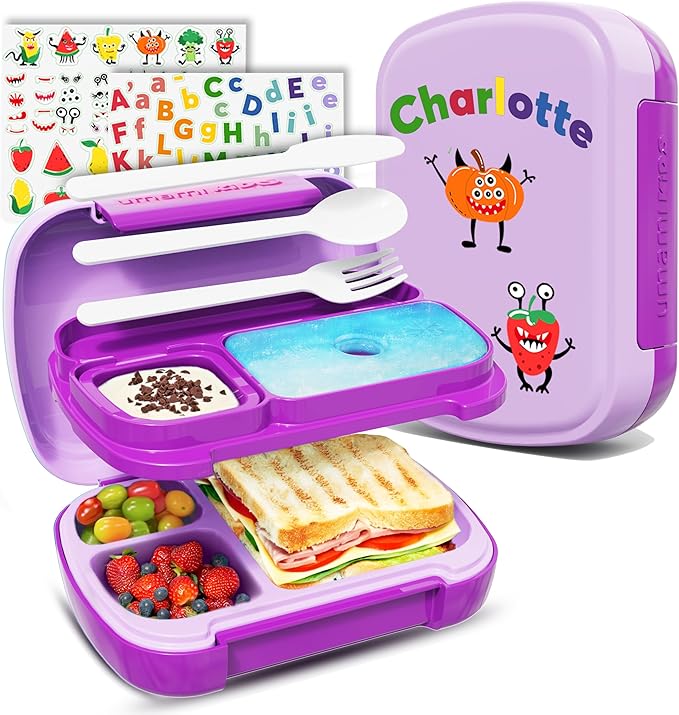 Umami All-in-1 Bento Box for Kids, Ice-pack & Utensils Included, 100% Leakproof Lunch Box Kids, BPA free and safe, Parents' favorite Lunch Box Containers, Microwave Safe