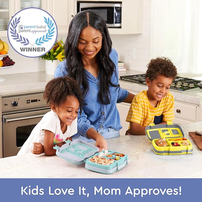 Bentgo Kids Prints Leak-Proof, 5-Compartment Bento-Style Kids Lunch Box - Ideal Portion Sizes for Ages 3-7, Durable, Drop-Proof, Dishwasher Safe, & Made with BPA-Free Materials (Sea Life)