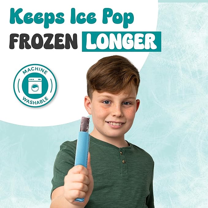 Koverz Kooleez Ice Pop Sleeves, Insulated Neoprene Sleeve for Freezer Pop/Ice Pop, Popsicle Holders for Kids, Washable and Reusable, Assorted Colors, Bold 4-Pack