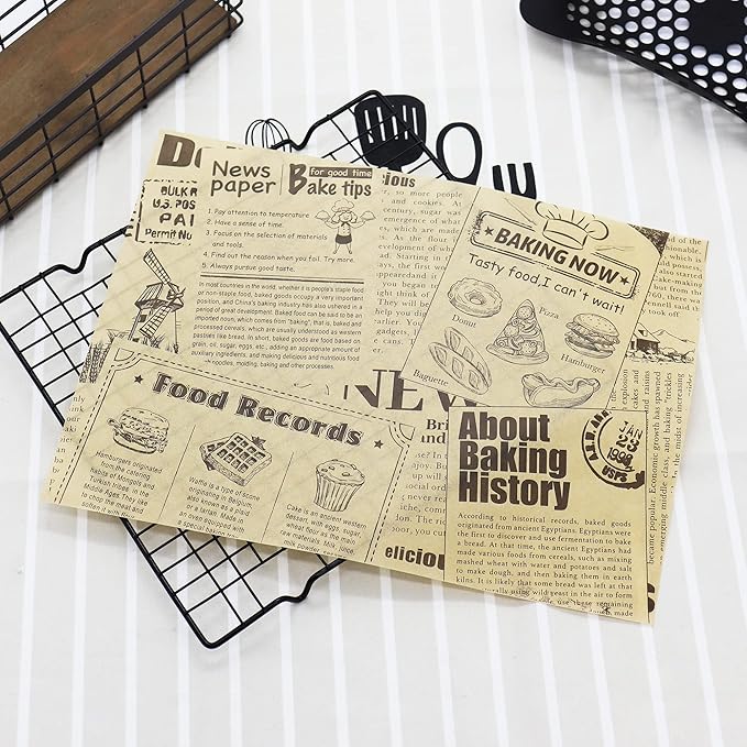 Grease Proof Liners 13.8" x 9.8" Deli Wrap 200 Pack. Best Kraft Food Wrapping Paper Sheets for Picnic, Festival, Fair or BBQ. Perfect Liner for Tray, Basket or Boat (Kraft Poster)