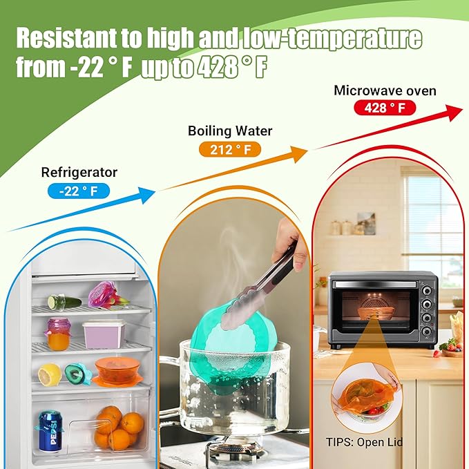 Silicone Stretch Lids for Food Storage in Fridge, Reusable Elastic Bowl Covers for Cup, Cans, Jars, Round & Rectangle Container, Food Grade Silicone Microwave Food Cover, 12 PCS, Multicolor