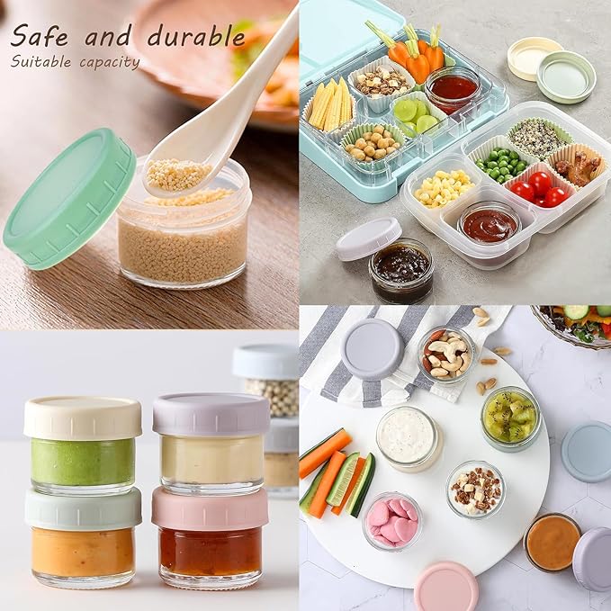 10-Pack Salad Dressing Containers To Go, 2.7oz Glass Small Condiment with Lids, Dipping Sauce Cups Set,Leakproof Reusable for Lunch Box Work Trip
