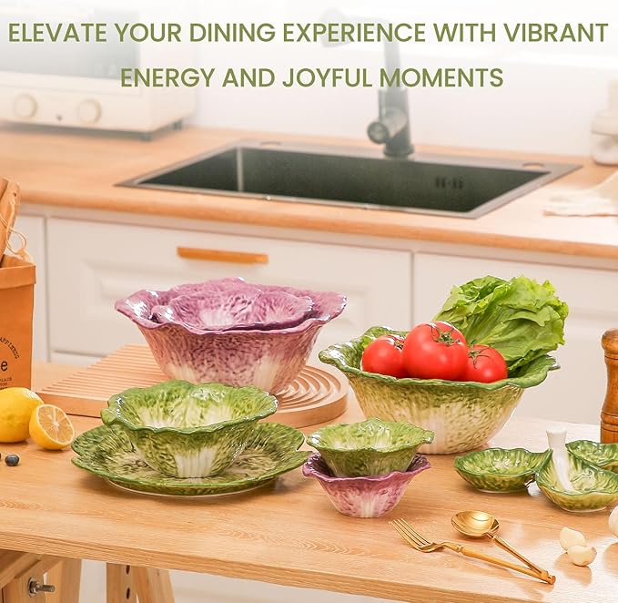 KXZ Green Ramen Noodle Bowls Microwavable 7 Inch, 16 Oz Ceramic Dinner Bowl Sets of 4 for Kitchen, Orcelain Silverware Set for Cereal, Soup, Serving, Rice, Pho, Salad, Pasta, Chip, Fruits, Vintage