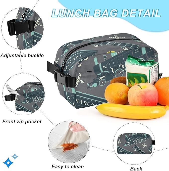 Cartoon Train Kids Backpack for Girls Boys School Bookbag with Insulated Lunch Box for Elementary Primary Schooler School Backpack