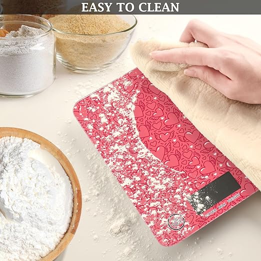 Food Scale Kitchen Scale Food Scales Digital Weight Grams and Ounces Small Electronic Food Scale for Baking Cooking Red Hearts