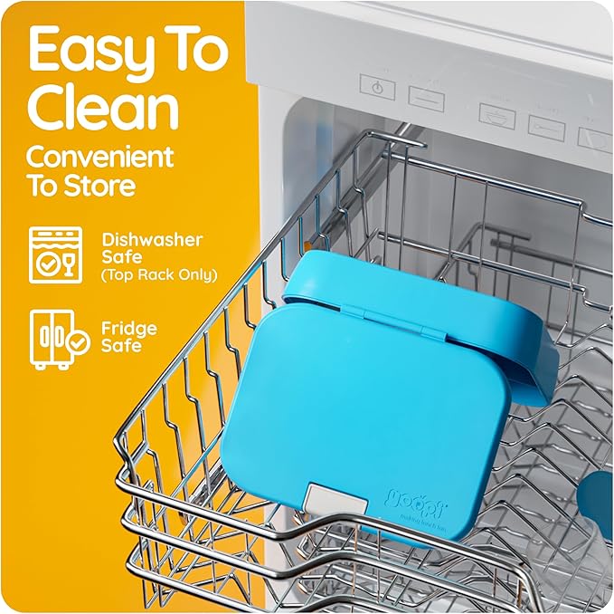 toddler bento box for daycare offers ideal portion sizes. Leakproof, lightweight and dishwasher-safe, this durable bento box for kids & toddler is also BPA-free, available in Sky Blue.